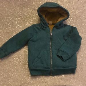 green sherpa lined hoodie